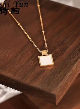 帕诗韵时尚百搭简约款镶嵌平安无事牌项链个性气质高级感颈部饰品