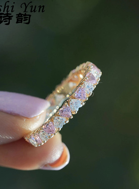 帕诗韵一眼沦陷S925纯银法式轻奢浪漫甜美风镶嵌满钻爱心戒指女款