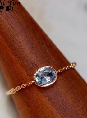 镀18K金海蓝锆石指环个性精致