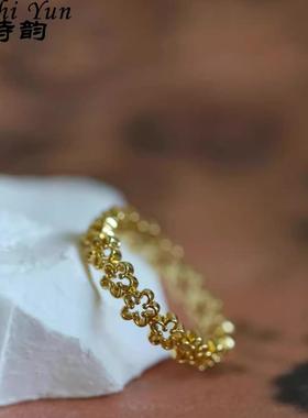 花朵素圈叠戴指环小众高级