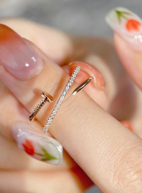 帕诗韵s925纯银镶钻交叉钉子戒指个性精致温柔日常通勤百搭女士