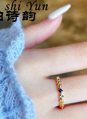 通体S925纯银Ins风彩虹露珠戒指