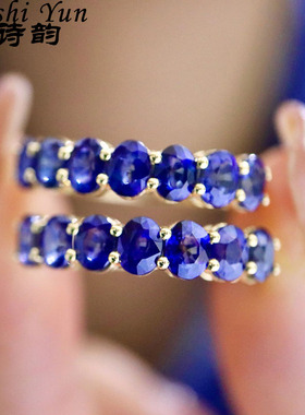 帕诗韵S925几何多彩蓝色锆石戒指