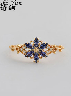 帕诗韵S925纯银雪割草紫锆石戒指