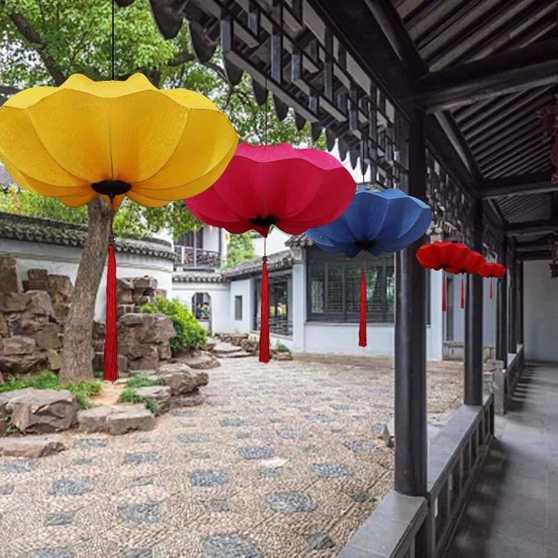 新中式荷叶荷花灯中国风灯笼婚庆走廊餐厅茶楼火锅店仿古布艺吊灯,淘宝优惠券,粉丝福利购,淘宝优惠卷