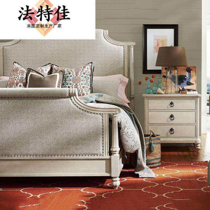 复古高端美式实木布艺双人床仿古白色1.8米主卧大床,淘宝优惠券,粉丝福利购,淘宝优惠卷