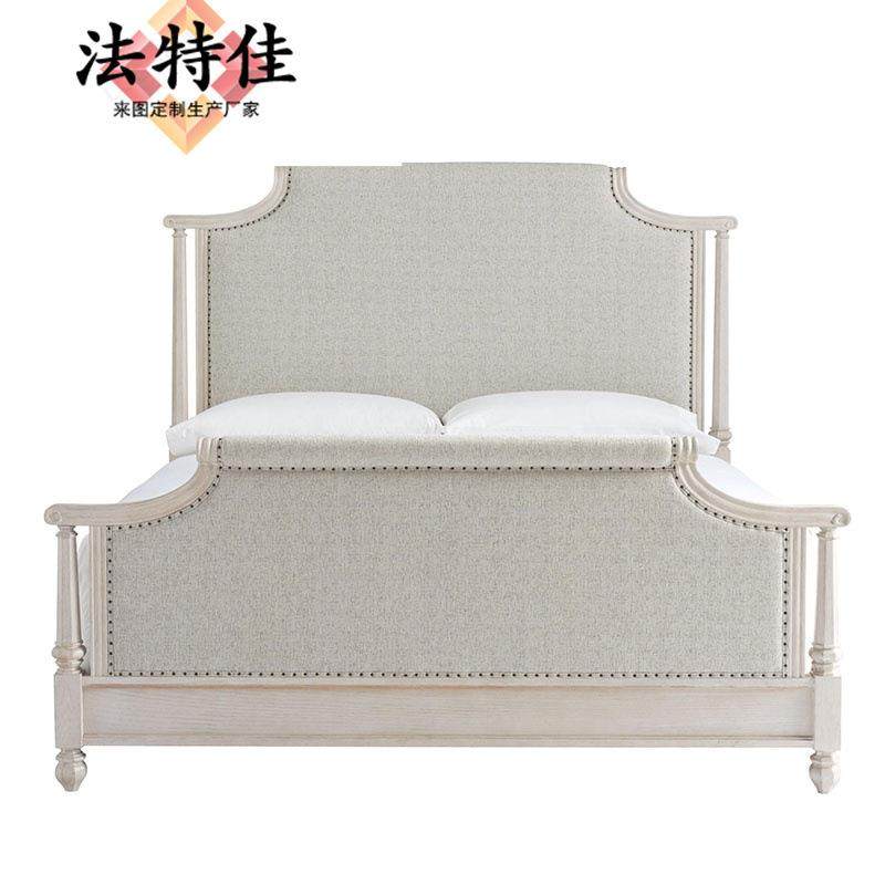 复古高端美式实木布艺双人床仿古白色1.8米主卧大床,淘宝优惠券,粉丝福利购,淘宝优惠卷