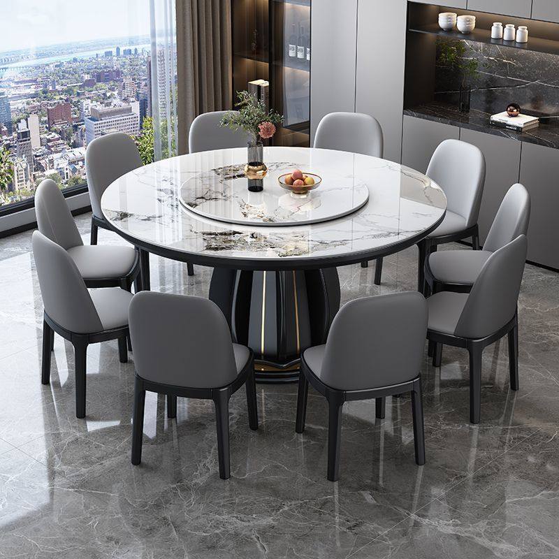 高端实木岩板餐桌椅组合2025新款轻奢家用客厅大圆桌带转盘吃饭桌,淘宝优惠券,粉丝福利购,淘宝优惠卷