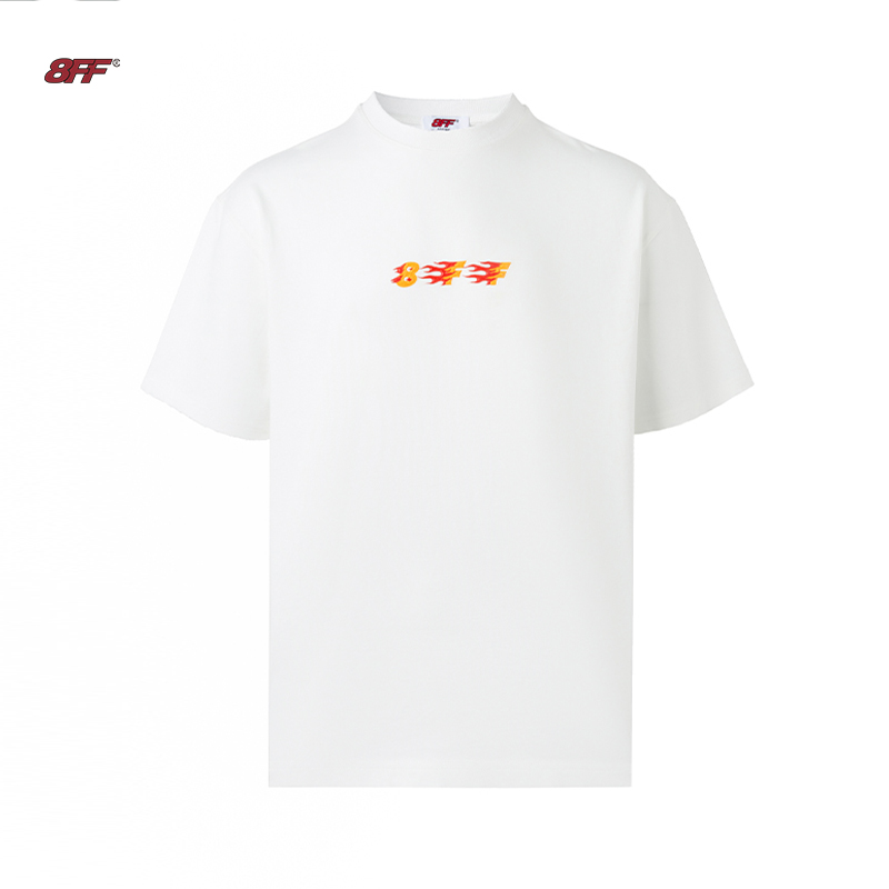 8FF/24SS 火焰双色拉浆立体logo短袖 美式潮牌 破洞纯棉重磅T恤 - 图3