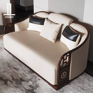 VISNEY卫诗理新中式沙发乌金木沙发客厅头层真皮豪华直排沙发W2