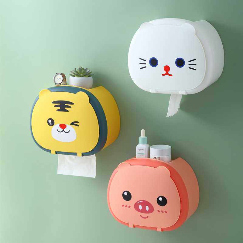 新款直销卡通洗脸巾收纳盒 壁挂纸巾收纳盒免打孔磁吸卷纸收纳纸,淘宝优惠券,粉丝福利购,淘宝优惠卷