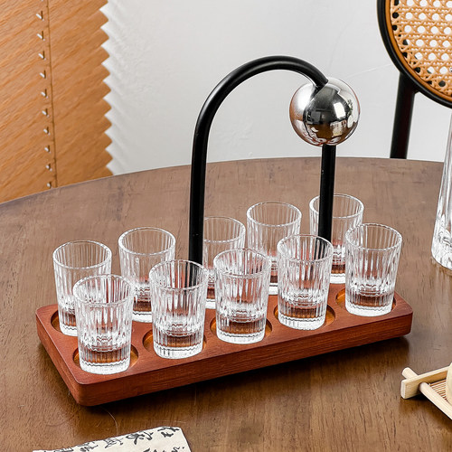 高级感轻奢家用玻璃杯宝石纹水杯分酒器一口杯收纳置物架酒具创意 - 图0