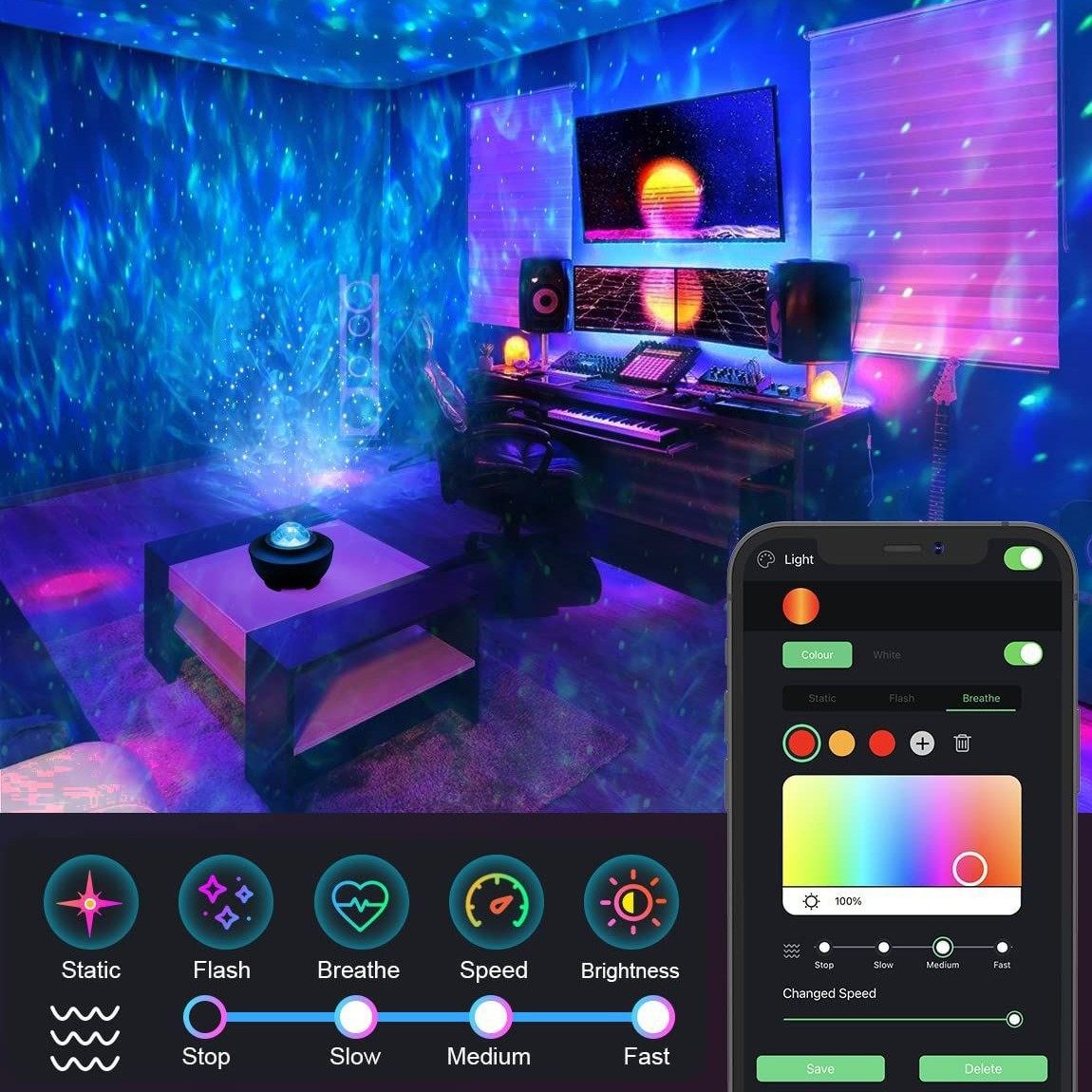 星空投影灯USB蓝牙音箱一体多彩投影灯炫彩满天星激光灯氛围夜灯,淘宝优惠券,粉丝福利购,淘宝优惠卷