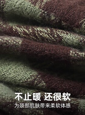 韩系氛围感绿色复古格子女秋冬季2026新款百搭显白学生保暖围脖冬