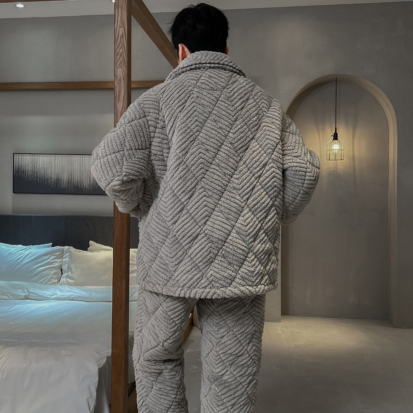 三层夹棉袄睡衣男士2025新款冬季加绒加厚珊瑚绒秋冬天超厚家居服,淘宝优惠券,粉丝福利购,淘宝优惠卷