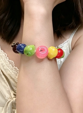 彩色水果手链多巴胺穿搭青苹果