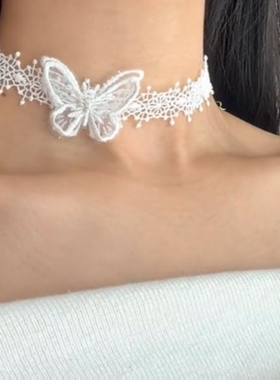 纯欲风蕾丝蝴蝶项链女choker