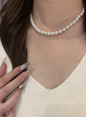 法式轻奢小众珍珠项链女