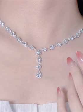 爆闪锆石项链耳环套装女