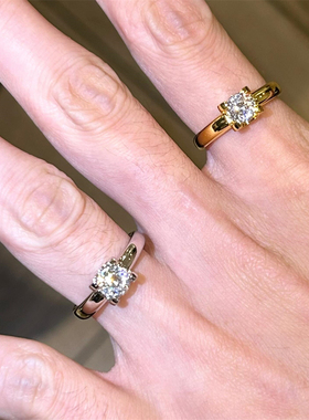 中古金色方钻锆石戒指