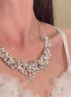 超闪满钻锆石项链女重工轻奢小众