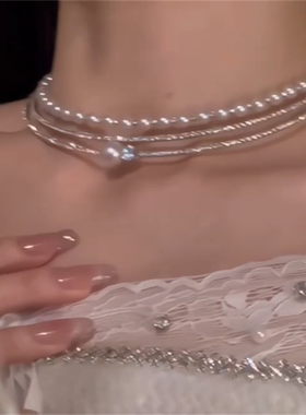 闪钻珍珠锆石项链女款