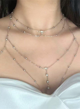 闪钻气质挂脖胸链身体链