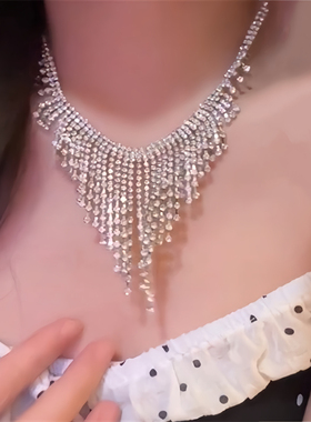 超闪镶钻流苏颈链女款