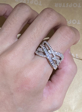 锆石多层交叉开口戒指