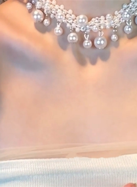 珍珠流苏项链女choker轻奢高级感