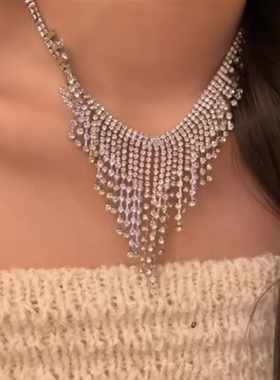 超闪流苏满钻项链女款