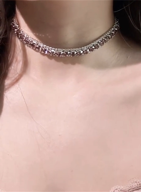 超闪彩钻多巴胺锆石项链法式