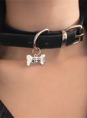 黑色项圈choker皮质小狗