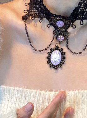 黑色蕾丝choker项链女