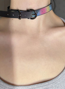 温变彩虹choker颈链女