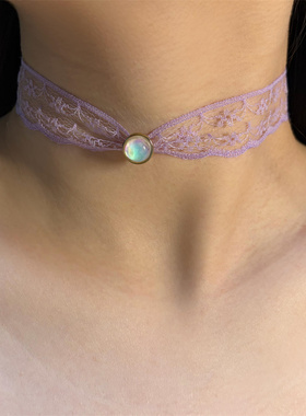 紫色性感蕾丝choker项圈女