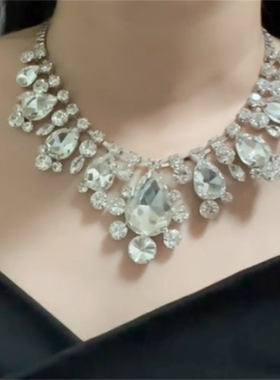 闪钻夸张水钻项链女款