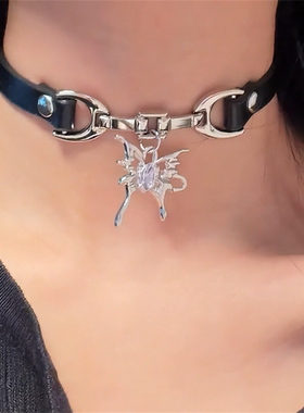 黑色蝴蝶choker项链辣妹风