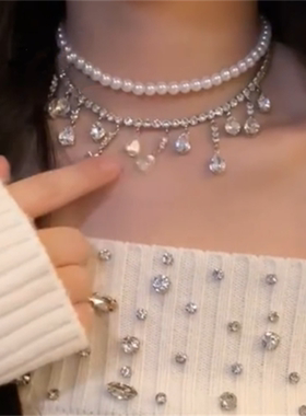 双层流苏珍珠项链女款