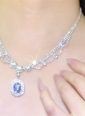 超闪紫水钻锆石项链耳环套装