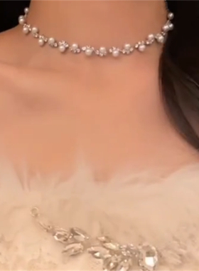 轻奢闪钻珍珠项链女款