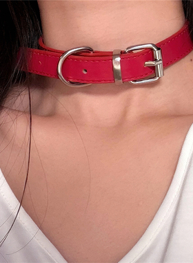 亚文化朋克颈链黑色皮带扣