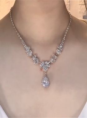 爆闪锆石项链晚礼服耳环颈链