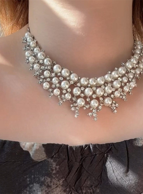 宫廷风多层珍珠项链choker