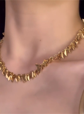 金色麦穗项链抽拉可调节个性冷淡