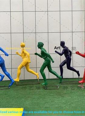 不锈钢运动自行车人物轮廓抽象跑步校园运动自行车公园几何雕塑