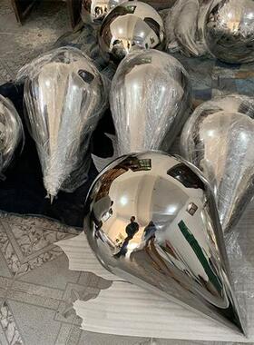 不锈钢水滴雕塑造型轻奢摆件酒店大堂室内吊顶悬挂镜面金属装饰品