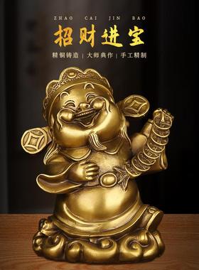 纯黄铜财神爷摆件五路财神客厅酒柜办公室装饰店铺开业乔迁送礼品