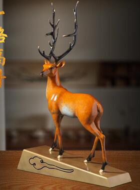 摆件纯手工礼盒装一鹿高升新中式