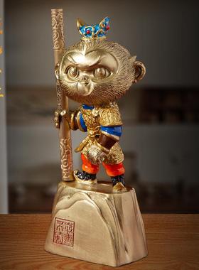 孙悟空齐天大圣铜摆件神话猴子手办客厅酒柜书房电竞房桌面装饰品